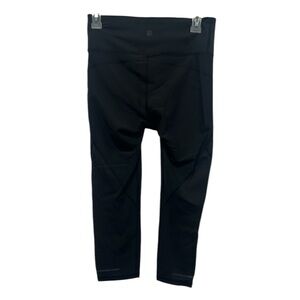 Athleta Black Capri-Length Leggings with Wide Waistband side S